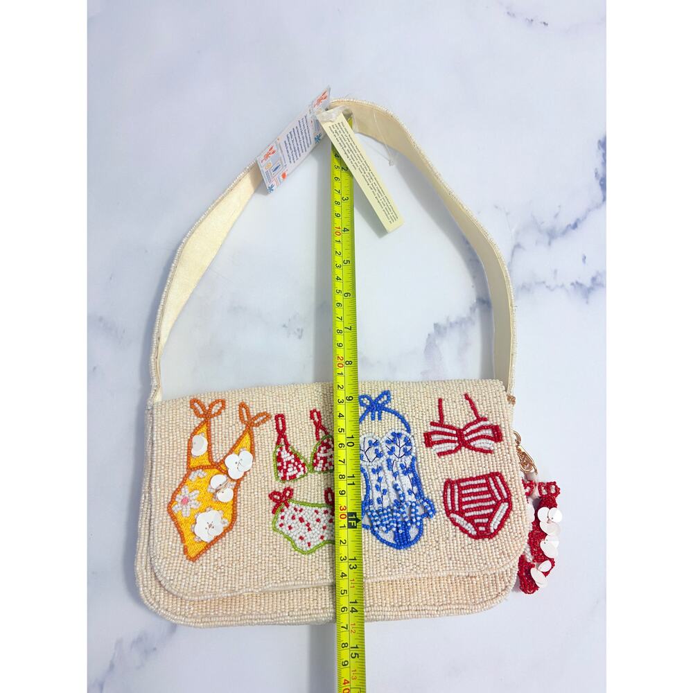 Rare Viral Hand Beaded Bikini Bag NWT Coastal Resort Beach Y2K Statement Purse - Picture 13 of 16